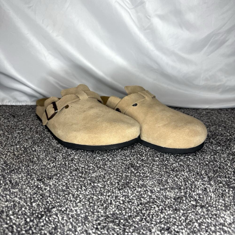 Birkenstock Boston Taupe Suede Clogs Mens 45 US 12 Regular Wide Fit Slip On Mule
